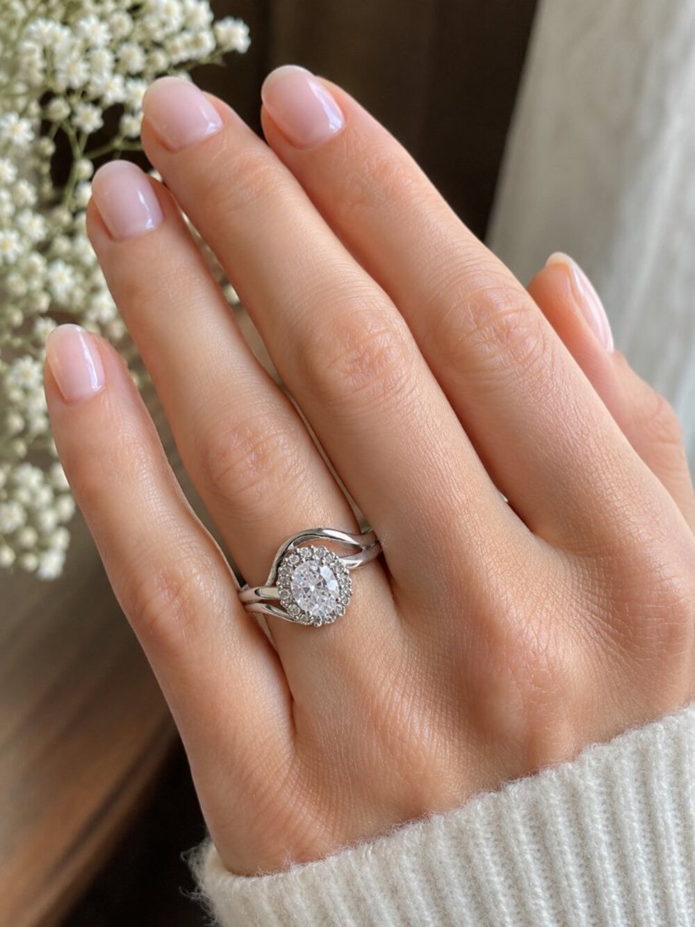 Hyalite Opal and White Zircon 0.90 ctw Ring in Rhodium Over Sterling Silver